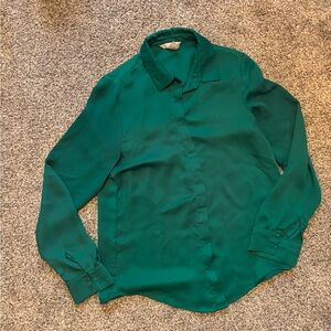 H&M Emerald Green Long Sleeve Dress Shirt